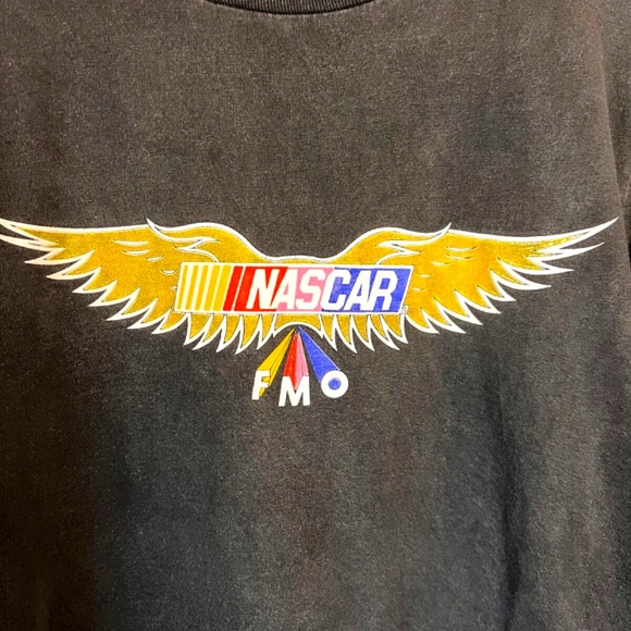 Vintage Oneita NASCAR FMO Gold Wings Cropped T Shirt Single Stitch M - Picture 6 of 6